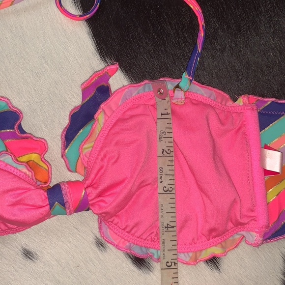 Victorias Secret Rainbow Zigzag Lettuce Hem Bikini, Medium top, small bottom - Picture 13 of 14